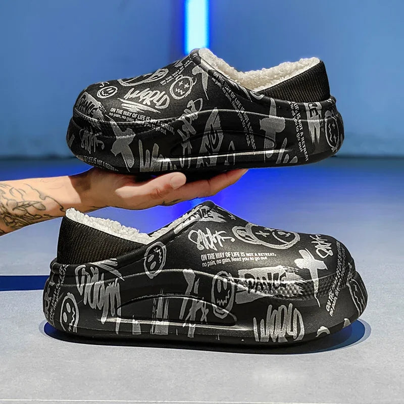 Men’s Warm Waterproof Non-Slip Cotton Slippers