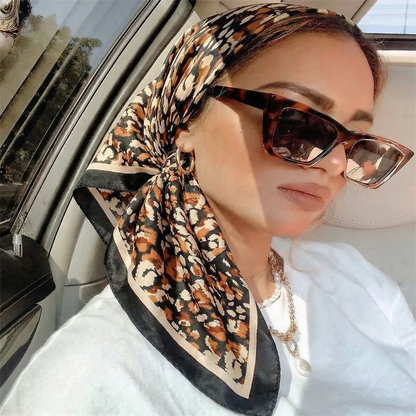 90cm Leopard Print Silk Hairbands