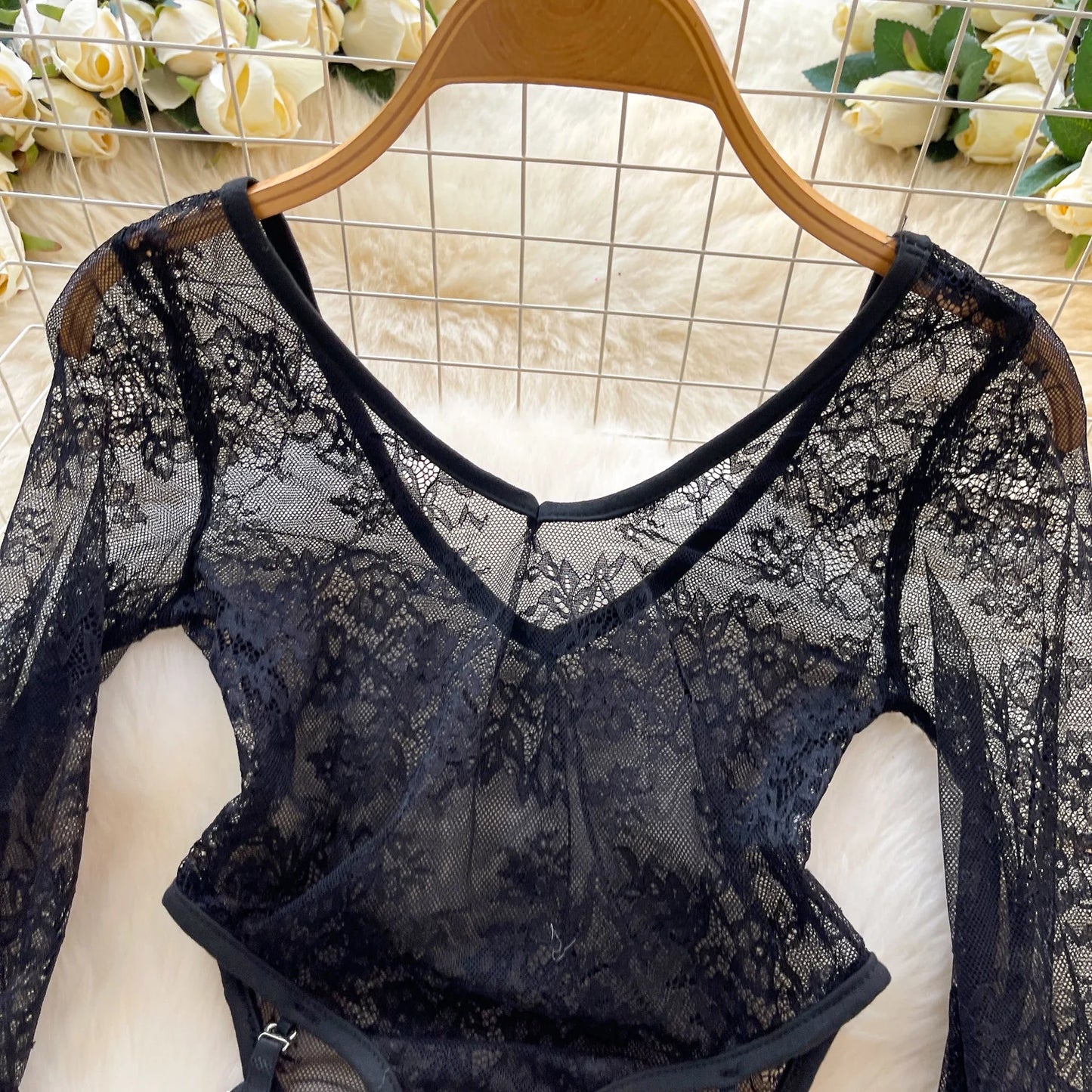 Sexy Sleeveless Lace Flare Sleeve Vintage Bodysuits