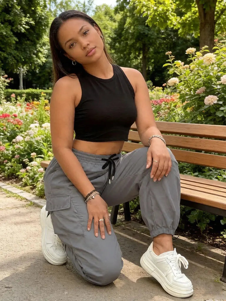 Drawstring Side-Pocket Cargo Joggers