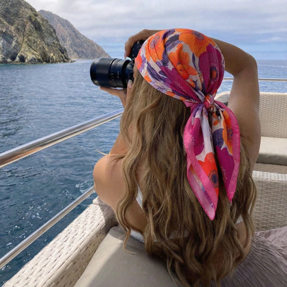 Print Satin Silk Square Scarf