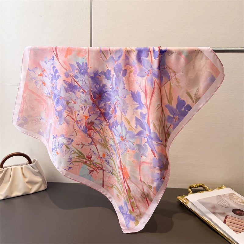 Dot Print Square Silk Scarf