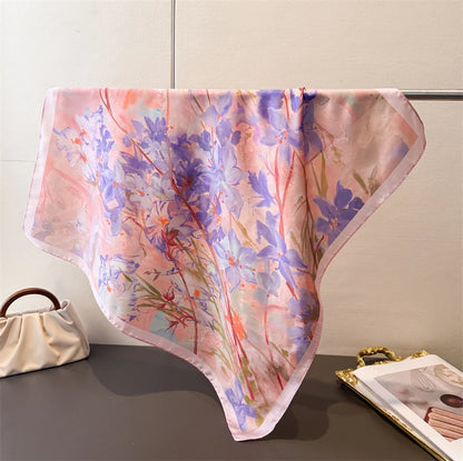 Dot Print Square Silk Scarf