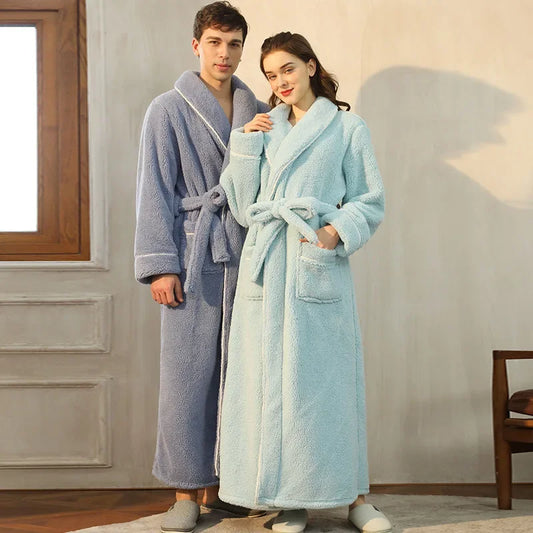 Autumn Winter Thick Cotton Flannel Bathrobe