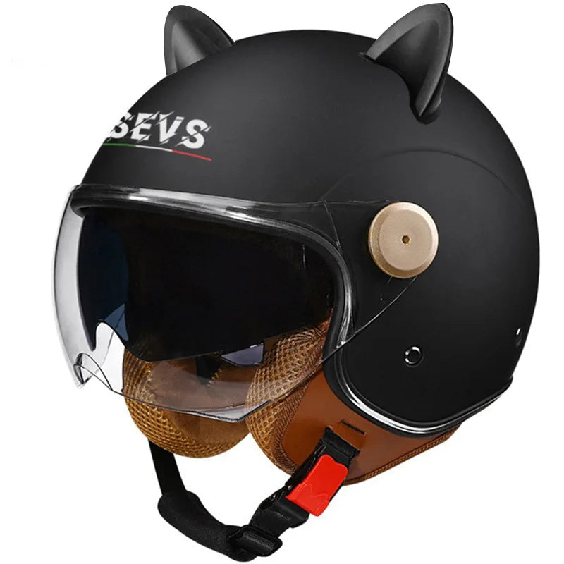 Retro Half-Face Cat-Ear Helmet
