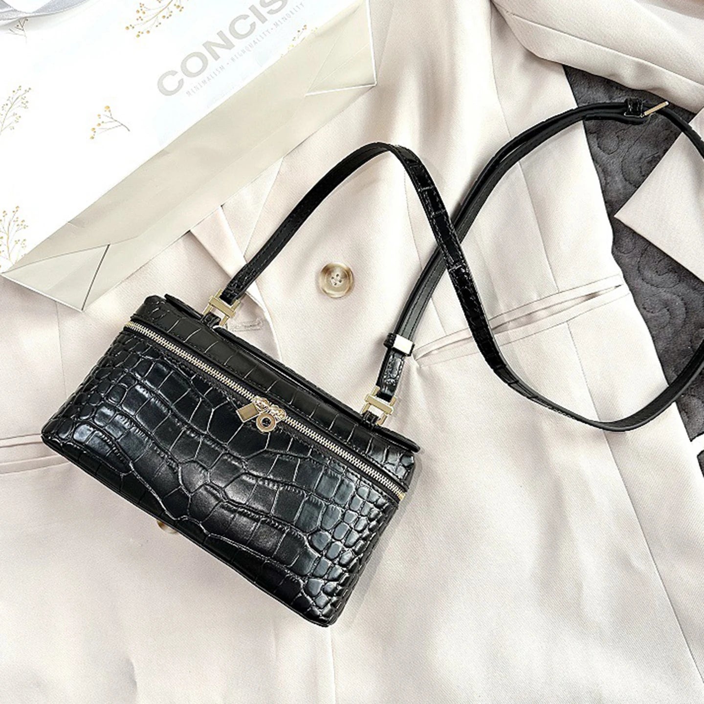 Crocodile Embossed Mini Clutch