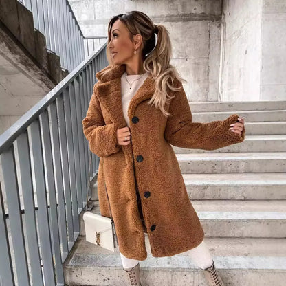 Furry Lapel Long Coat