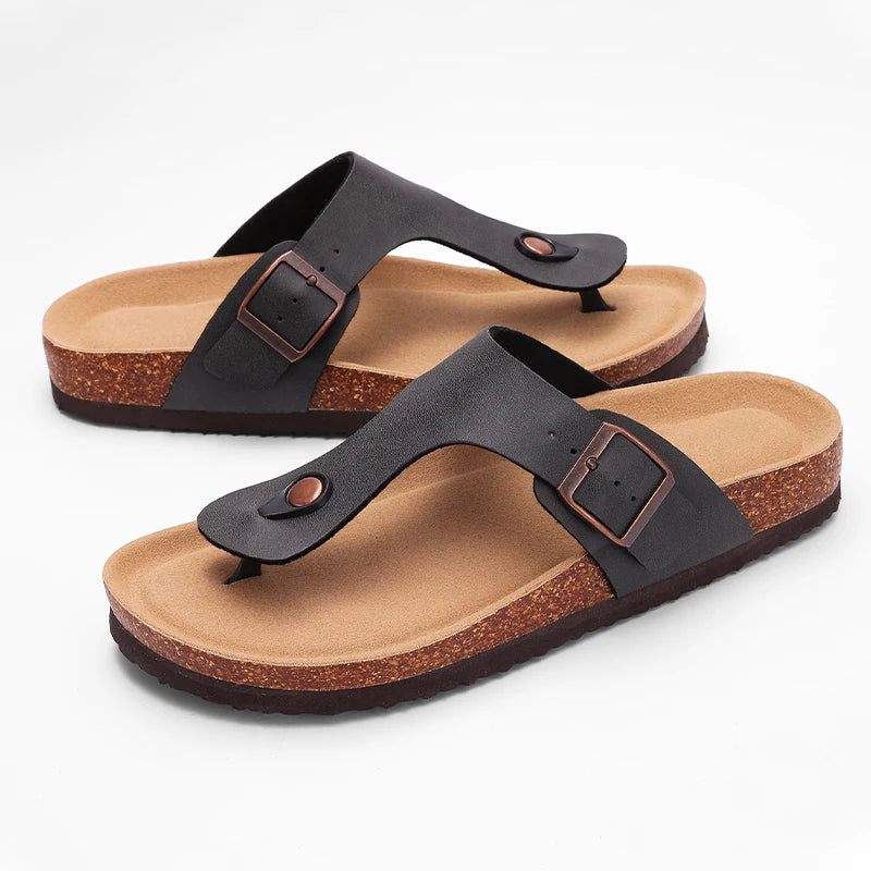 Buckle Cork Flip Flops