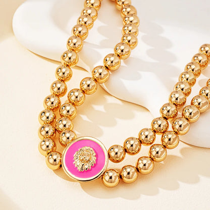 Vintage Lion Head Enamel Choker Necklace