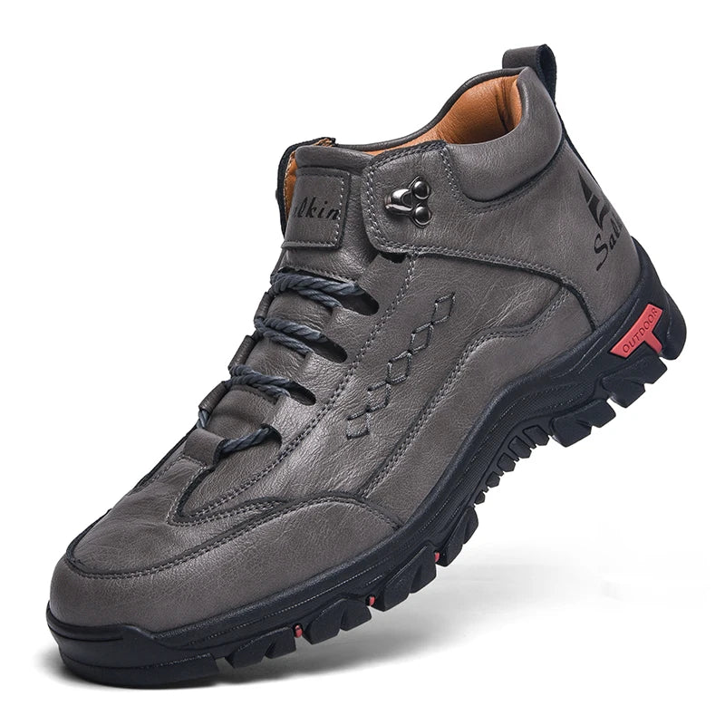 Thick-Sole Round-Toe Hiking Boots