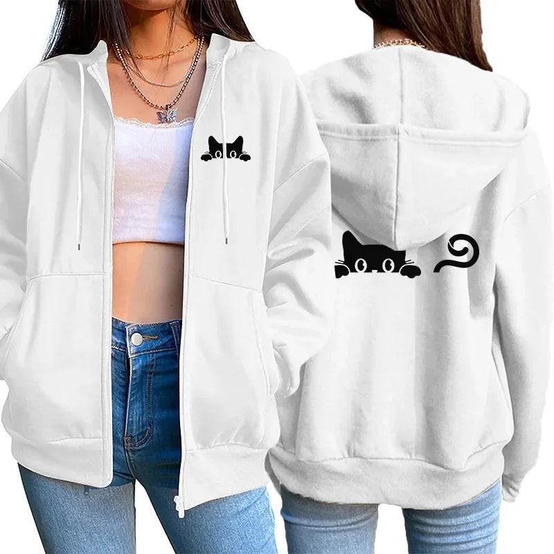 Letter Print Zip Cardigan Hoodie