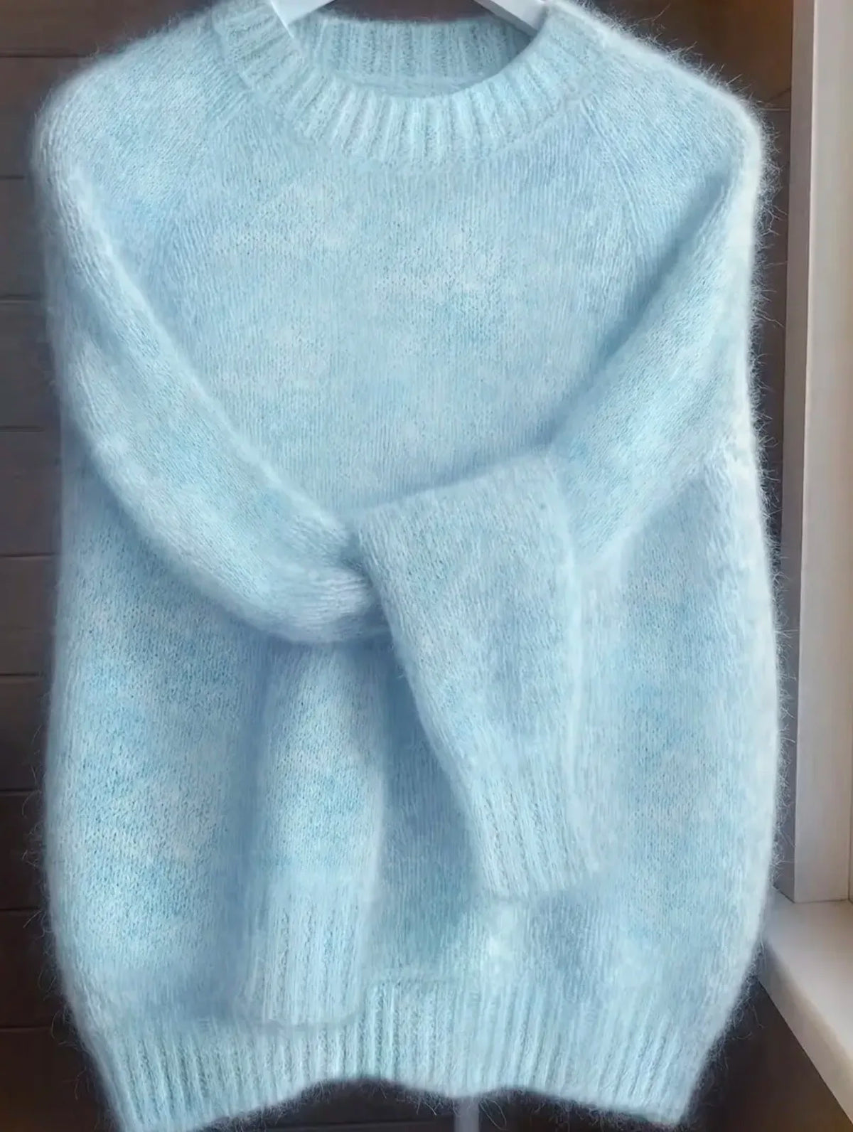 Solid Round Neck Knit Sweater