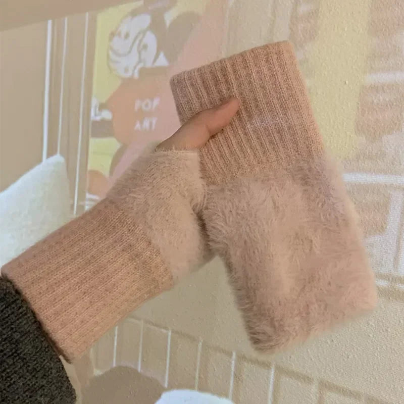 Soft Mink Fingerless Gloves