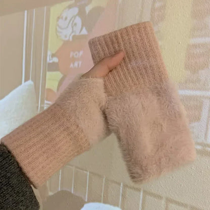 Soft Mink Fingerless Gloves