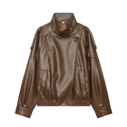 Pebble Faux Leather Moto Jacket