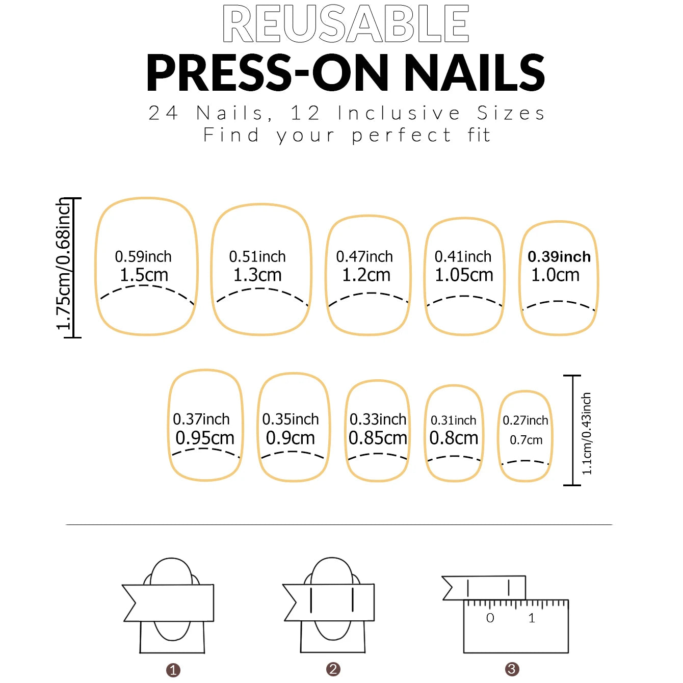 Multicolor Square Press-On Nails