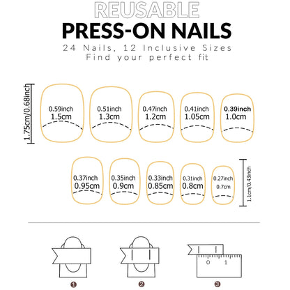 Multicolor Square Press-On Nails