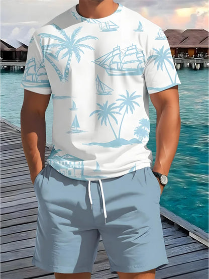 Hawaiian Print T-Shirt Shorts Set