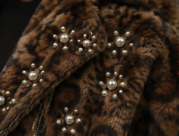Leopard Print Faux Fur Zip Jacket
