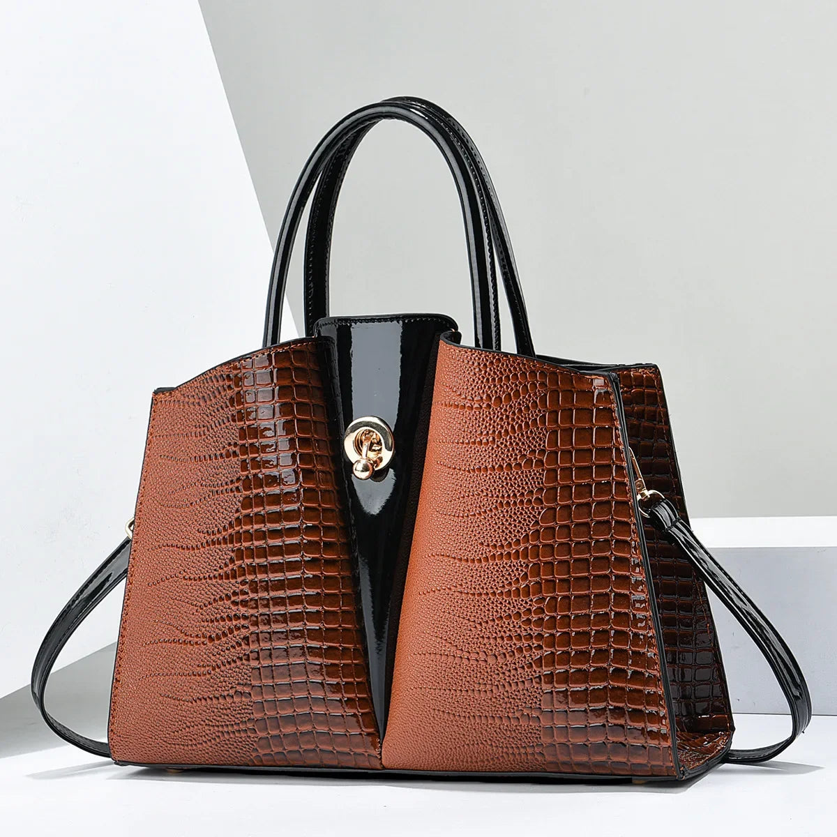 Polyester Solid Zipper Tote Bag