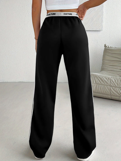 Culture Print Wide-Leg Sweatpants