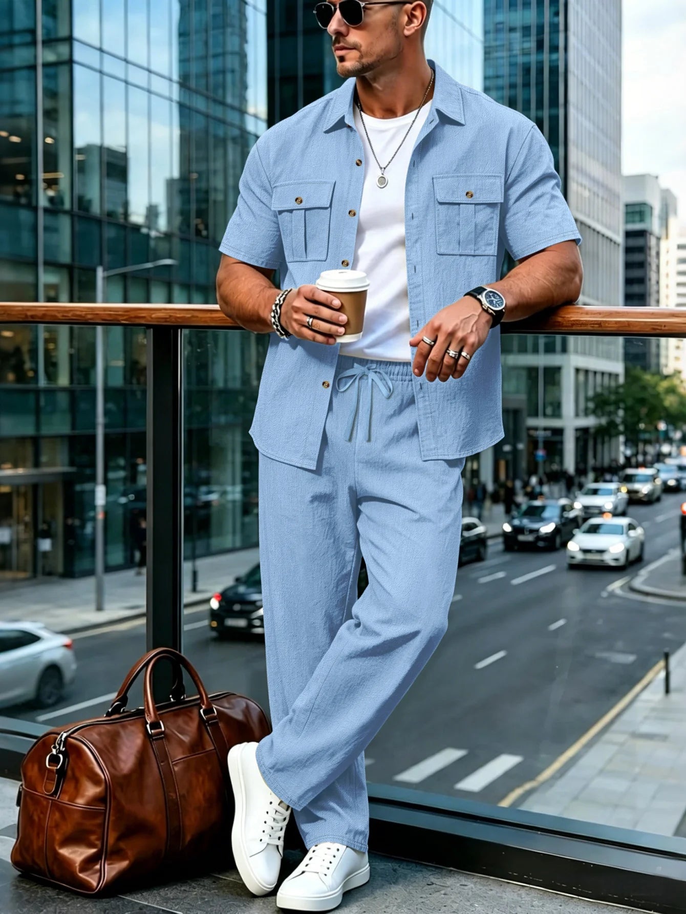 Cotton Linen Short Shirt Set