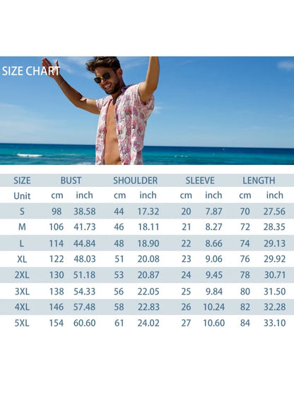 3D Leaf Print Hawaiian Shirt Set