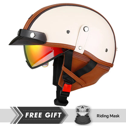 Low-Profile Leather-Style Half Helmet
