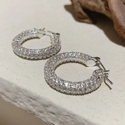 Brilliant Zirconia Hoop Earrings