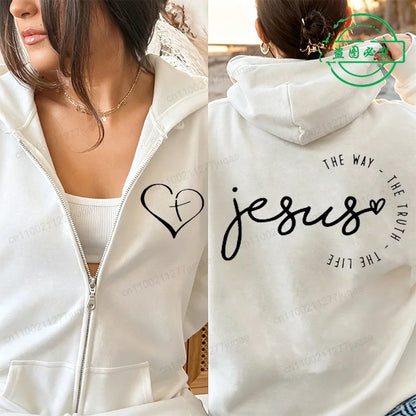 Jesus Print Fleece Hoodie
