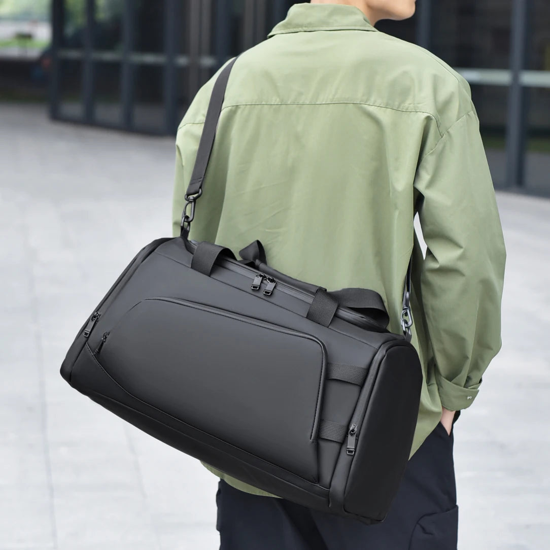 Nylon Duffel Bag with Shoe Compartment