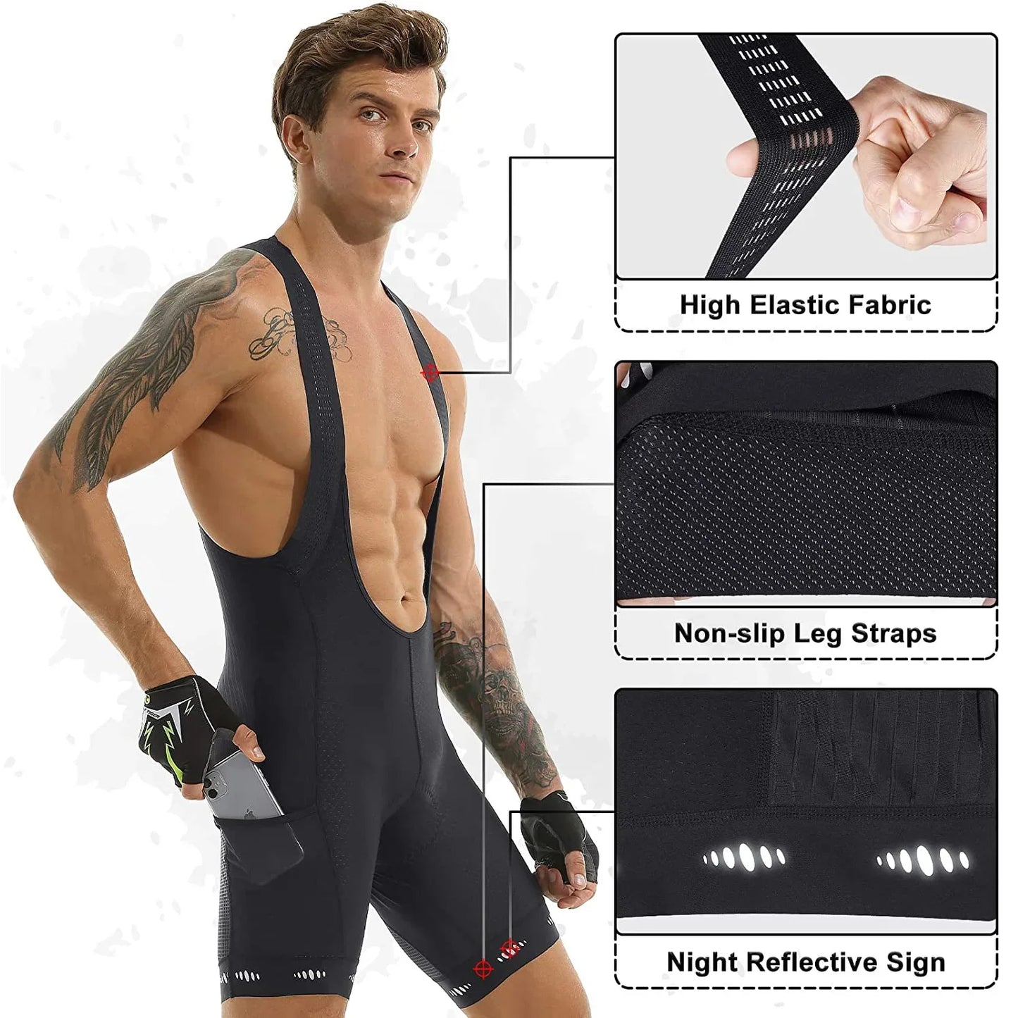 X-Tiger Cycling Bib Shorts Pocket
