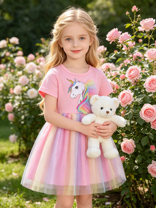Unicorn Cartoon Pink Dress