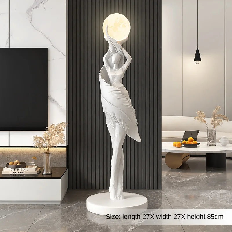 Modern Feather Girl Statue