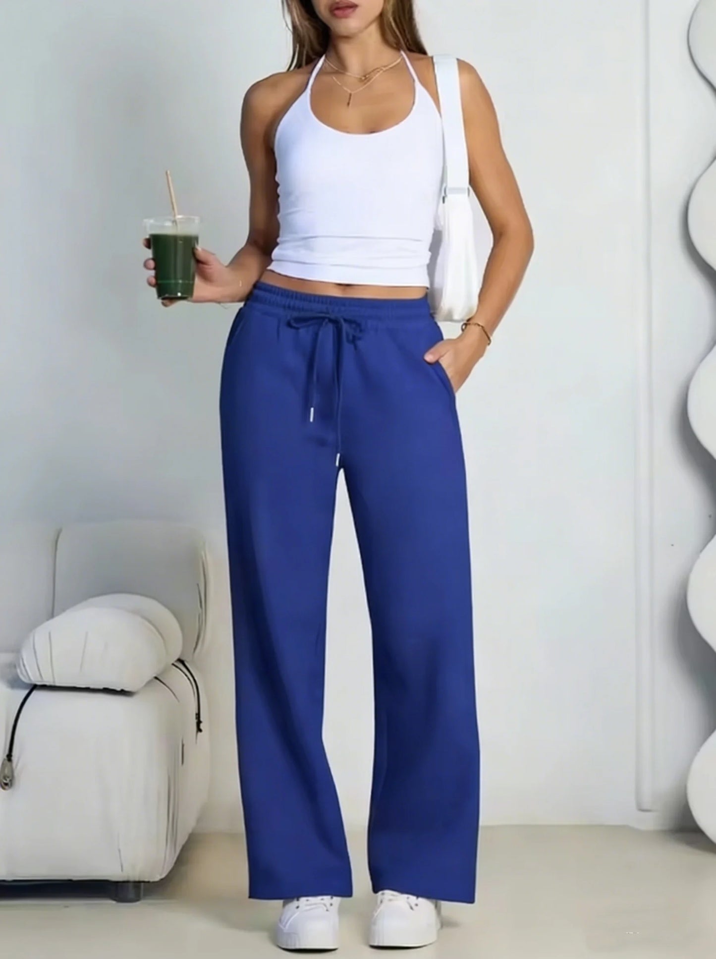 Wide-Leg Baggy Drawstring Joggers