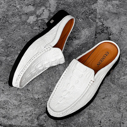 Black Half Shoes Leather Mules
