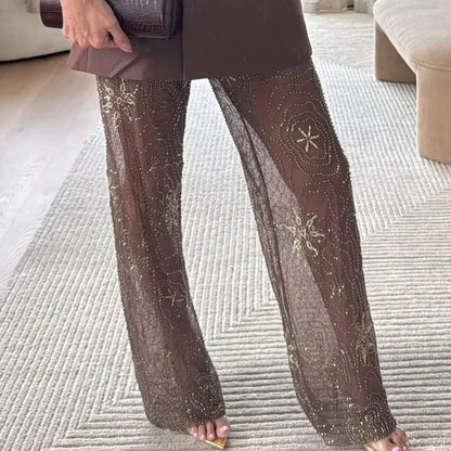 Beaded Straight Pants