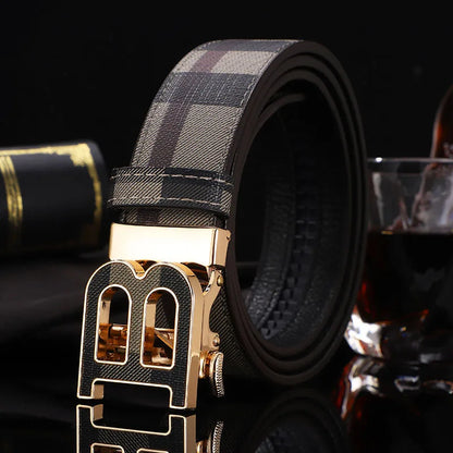 Wide leather canvas belt