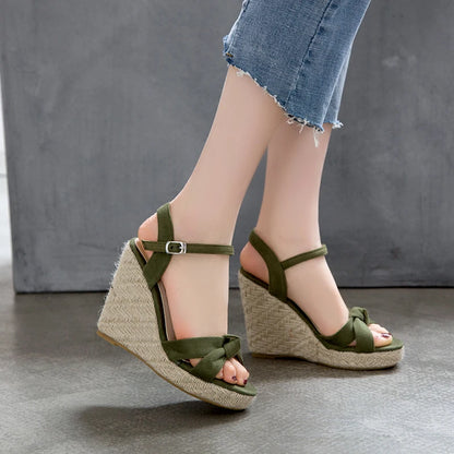 Velvet Wedge Sandals – Super High 11 cm Heel