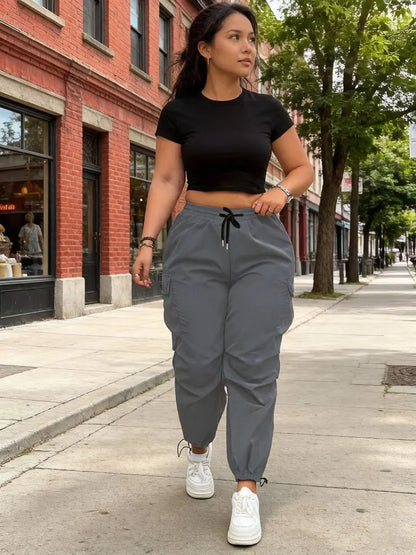 Drawstring Side-Pocket Cargo Joggers