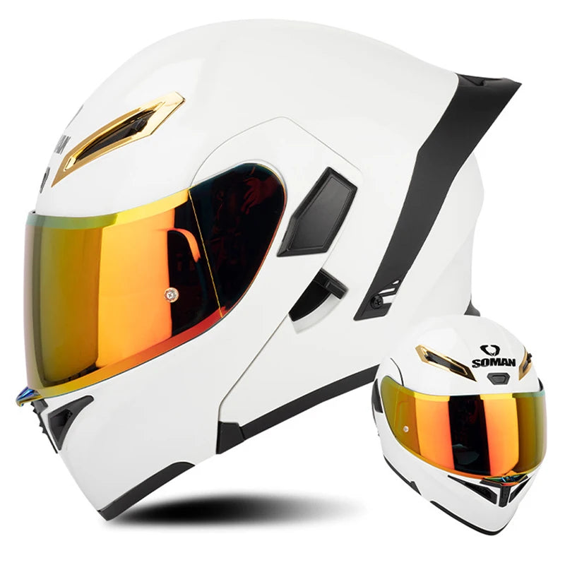 Soman Double-Visor Flip-Up Helmet