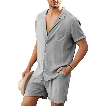 Cotton Linen Short Sleeve Shirt Set