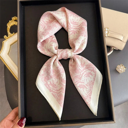 Floral Print Square Satin Scarf