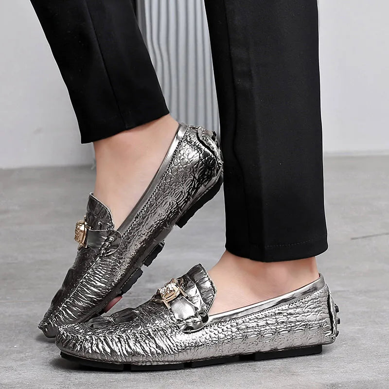 Crocodile Pattern Slip-On Shoes