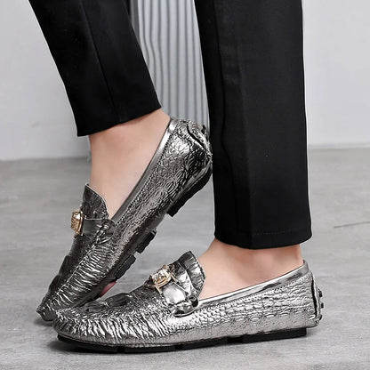 Crocodile Pattern Slip-On Shoes
