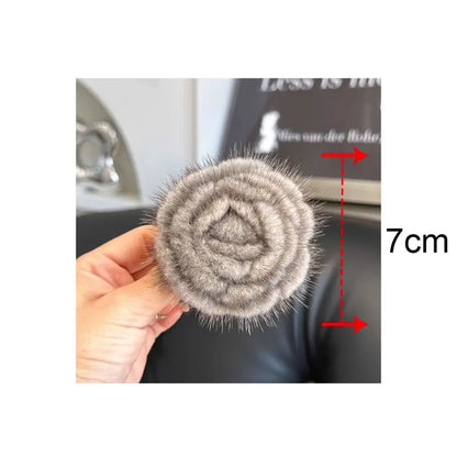 Real Mink Fur Flower Brooch