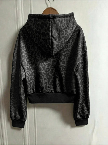 Grey Leopard Zip Hoodie