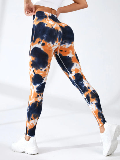 Seamless Tie-Dye Peach Leggings