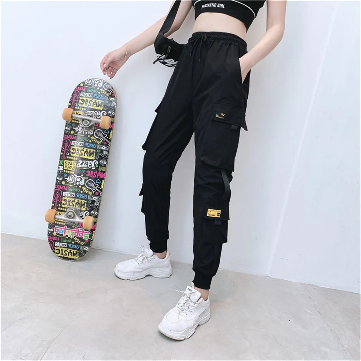 Black Hip-Hop Cargo Joggers