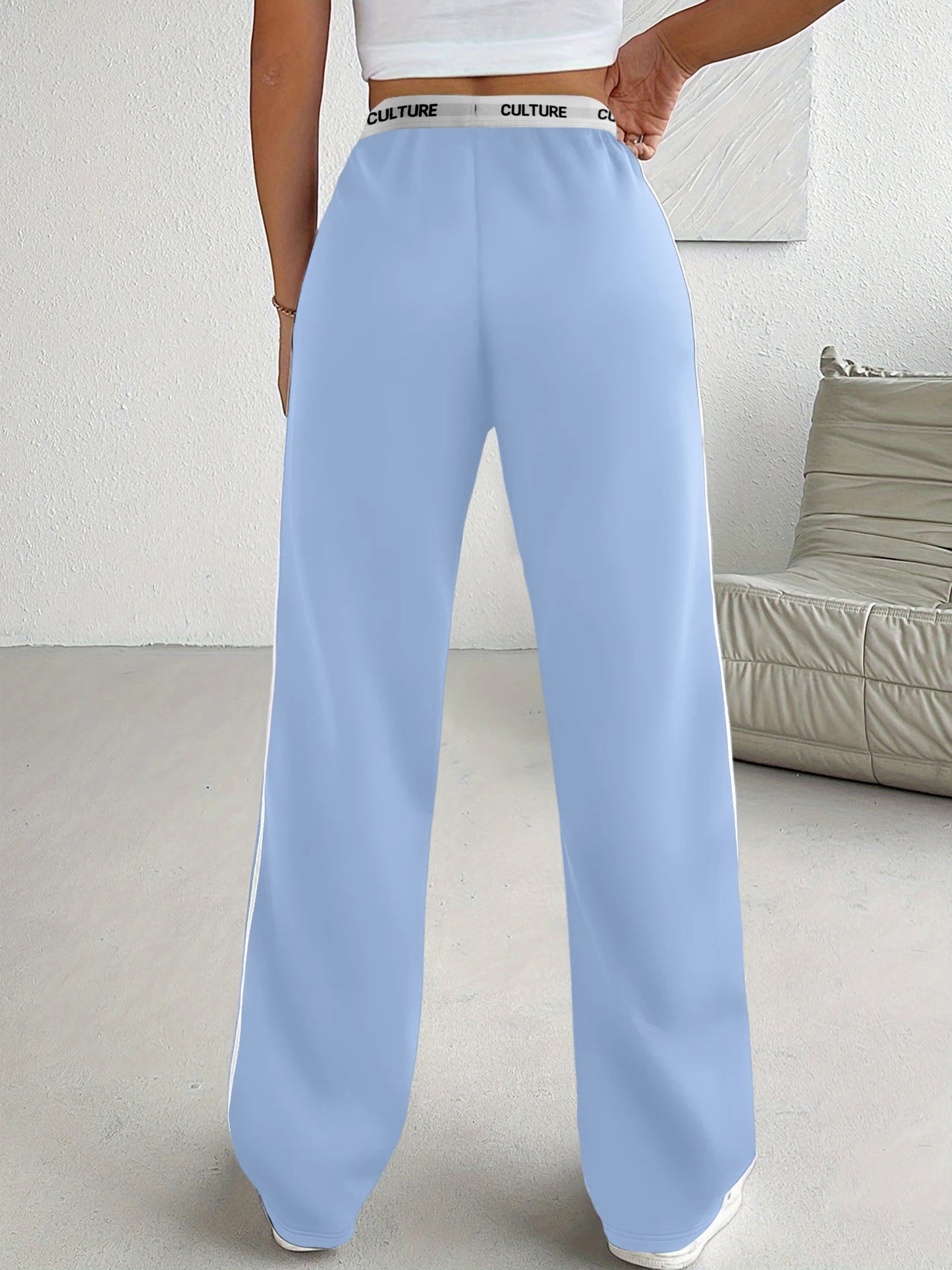 Culture Print Wide-Leg Sweatpants